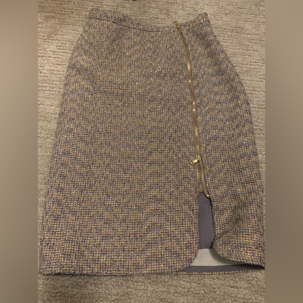 Tweed shimmery gold zipper pencil skirt